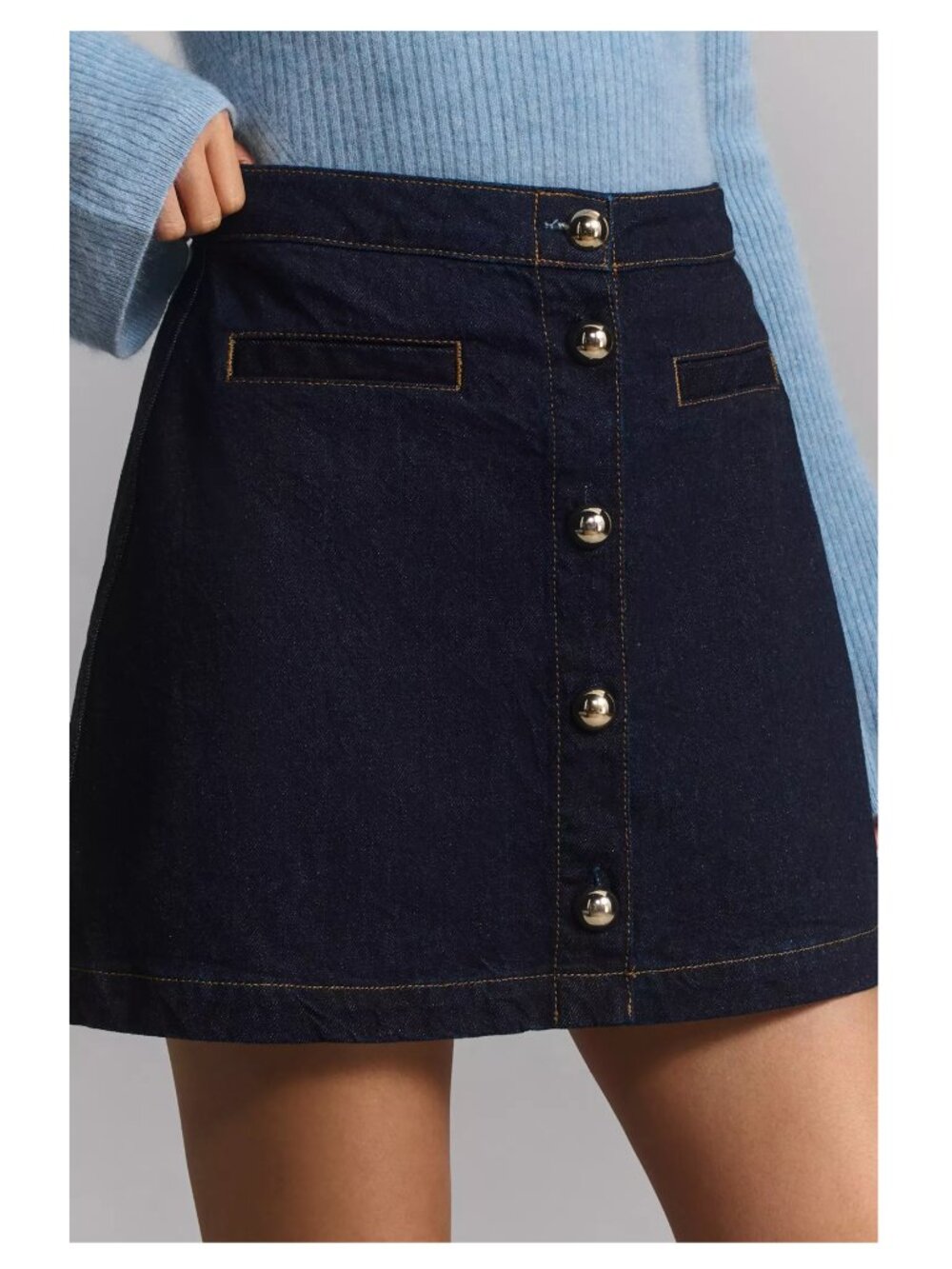 Reformation Amara High Rise Denim Mini Skirt Dark Blue 28